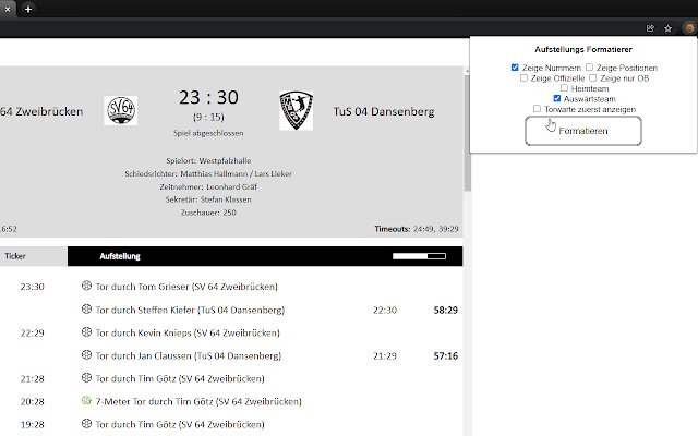 Line Up Formatter DHB  from Chrome web store to be run with OffiDocs Chromium online