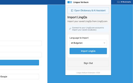 Lingua Verbum Extension  from Chrome web store to be run with OffiDocs Chromium online