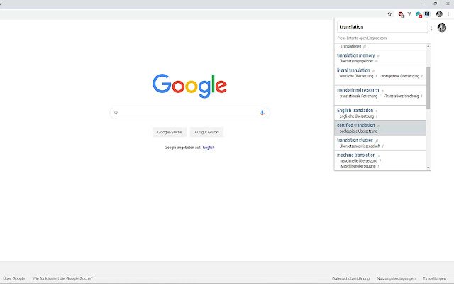 linguee แปลจาก Chrome เว็บสโตร์เพื่อใช้งานกับ OffiDocs Chromium ออนไลน์