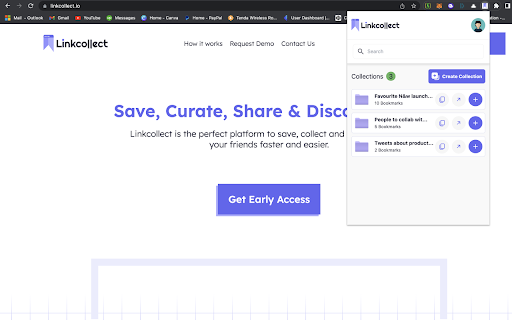 LinkCollect Save  Share Bookmarks  from Chrome web store to be run with OffiDocs Chromium online