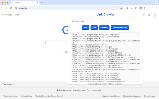 Link Crawler  from Chrome web store to be run with OffiDocs Chromium online