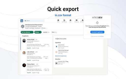 LinkedIn Applicants Exporter from Chrome web store to be run with OffiDocs Chromium online LinkedIn Applicants Exporter from Chrome web store to be run with OffiDocs Chromium online