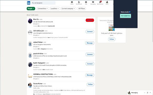 Linkedin connect  from Chrome web store to be run with OffiDocs Chromium online
