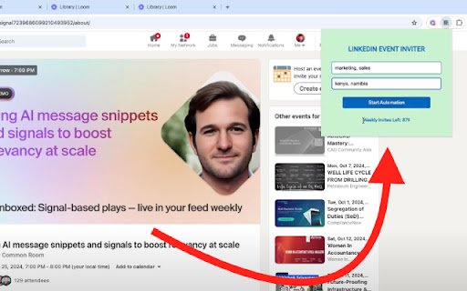 LinkedIn Event Inviter  from Chrome web store to be run with OffiDocs Chromium online