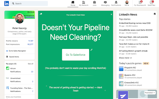 LinkedIn Feed Hider from Chrome web store to be run with OffiDocs Chromium online LinkedIn Feed Hider from Chrome web store to be run with OffiDocs Chromium online