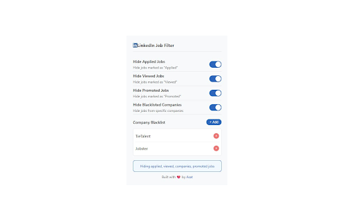 LinkedIn Job Filter from Chrome web store to be run with OffiDocs Chromium online LinkedIn Job Filter from Chrome web store to be run with OffiDocs Chromium online