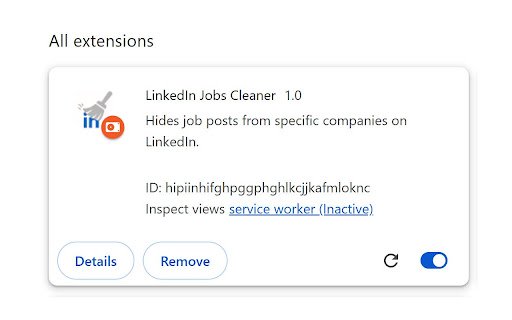 LinkedIn Jobs Cleaner  from Chrome web store to be run with OffiDocs Chromium online
