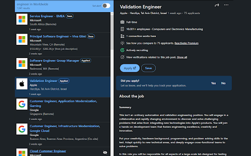 LinkedIn Job Tracker  from Chrome web store to be run with OffiDocs Chromium online