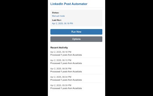 LinkedIn Post Automator  from Chrome web store to be run with OffiDocs Chromium online