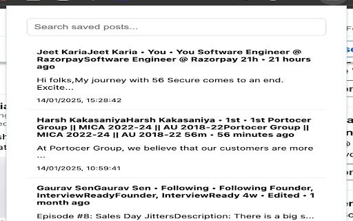 LinkedIn Post Saver  from Chrome web store to be run with OffiDocs Chromium online
