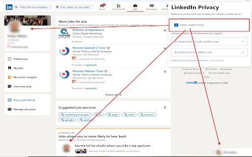 LinkedIn Profile Privacy Shield  from Chrome web store to be run with OffiDocs Chromium online