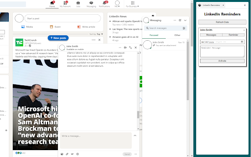 LinkedIn Reminders  from Chrome web store to be run with OffiDocs Chromium online