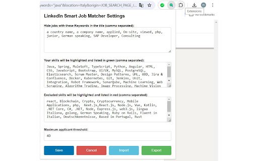 LinkedIn Smart Job Matcher  from Chrome web store to be run with OffiDocs Chromium online