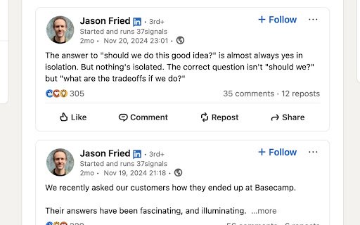 LinkedIn Tools (show real date)  from Chrome web store to be run with OffiDocs Chromium online