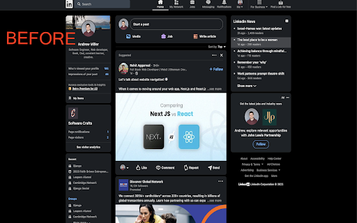 Linkedin UnHooked  from Chrome web store to be run with OffiDocs Chromium online