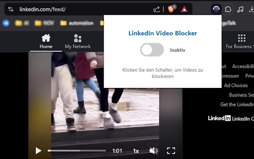 LinkedIn Video Blocker  from Chrome web store to be run with OffiDocs Chromium online