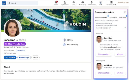 LinkedMeet from Chrome web store to be run with OffiDocs Chromium online LinkedMeet from Chrome web store to be run with OffiDocs Chromium online