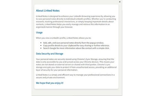 LinkedNotes de la boutique en ligne Chrome à exécuter avec OffiDocs Chromium en ligne