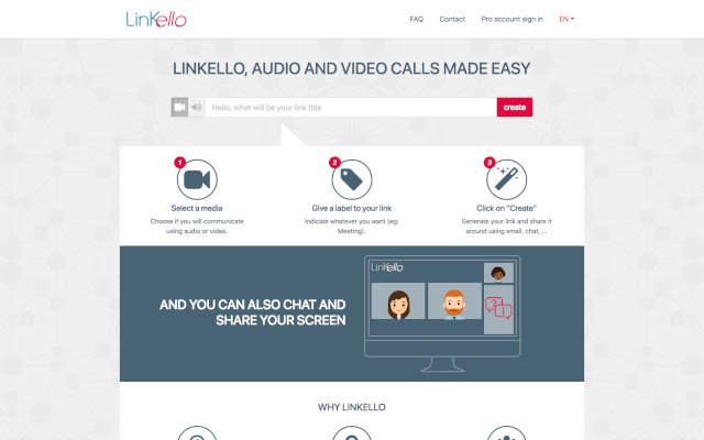 Linkello Screen Sharing  from Chrome web store to be run with OffiDocs Chromium online