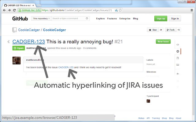 Linkify JIRA Issues ze sklepu internetowego Chrome do uruchomienia z OffiDocs Chromium online