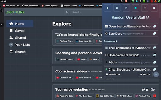 LinkLink  from Chrome web store to be run with OffiDocs Chromium online