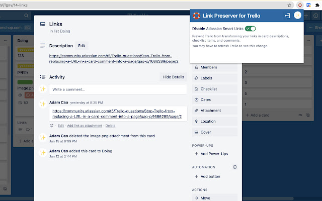 Link Preserver per Trello dal negozio web di Chrome da eseguire con OffiDocs Chromium online