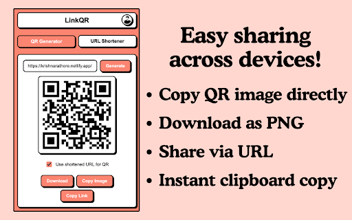 LinkQR ShortURL  QR Code Generator  from Chrome web store to be run with OffiDocs Chromium online
