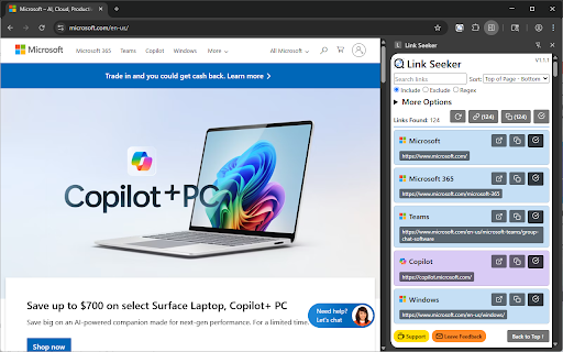 Link Seeker  from Chrome web store to be run with OffiDocs Chromium online