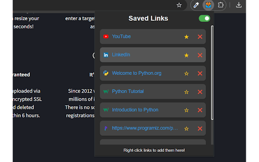 Links for Later  from Chrome web store to be run with OffiDocs Chromium online