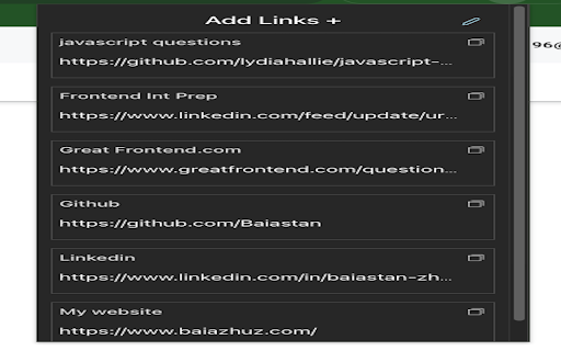 Links Manager Extension  from Chrome web store to be run with OffiDocs Chromium online