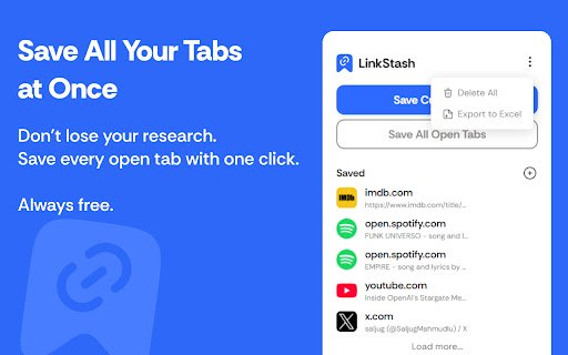 LinkStash  from Chrome web store to be run with OffiDocs Chromium online