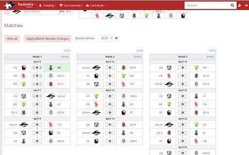 Liquipedia tournament simulator  from Chrome web store to be run with OffiDocs Chromium online
