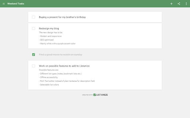Listanize  from Chrome web store to be run with OffiDocs Chromium online