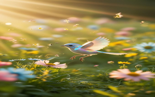 Little bird in the flower field wallpaper  from Chrome web store to be run with OffiDocs Chromium online