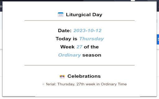 Liturgical Day New Tab  from Chrome web store to be run with OffiDocs Chromium online
