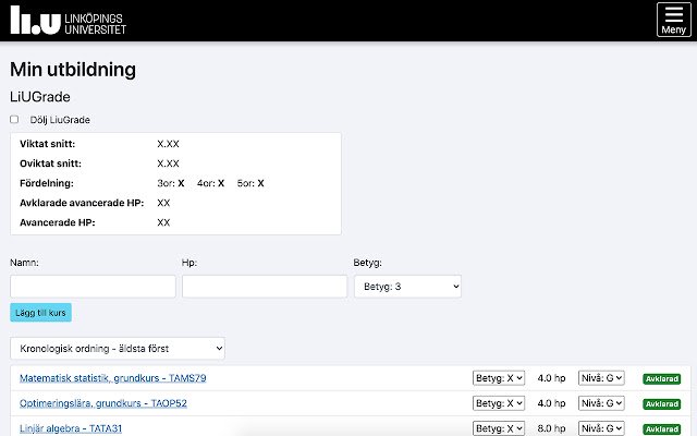 LiUGrade  from Chrome web store to be run with OffiDocs Chromium online