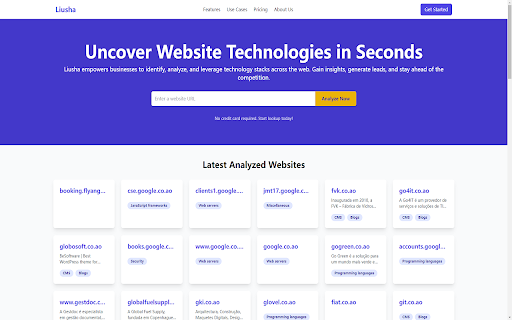 Liusha WebStack Detector  from Chrome web store to be run with OffiDocs Chromium online