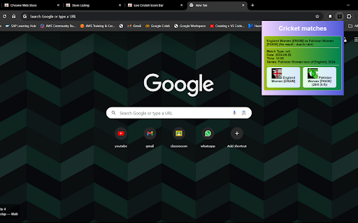 Live Cricket Score  from Chrome web store to be run with OffiDocs Chromium online