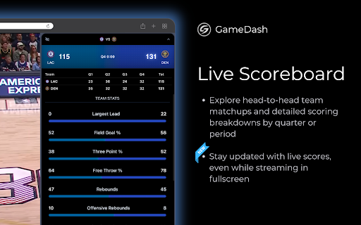 Live NBA Scores Stats GameDash from Chrome web store to be run with OffiDocs Chromium online Live NBA Scores Stats GameDash from Chrome web store to be run with OffiDocs Chromium online