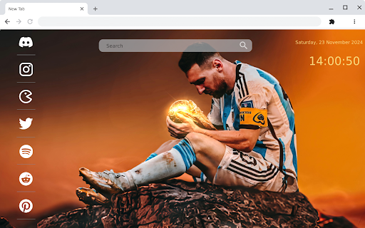 Live Wallpaper of Messi Holding the World Cup  from Chrome web store to be run with OffiDocs Chromium online