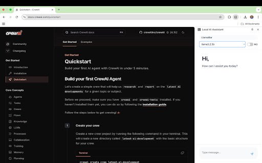 LlamaBar  from Chrome web store to be run with OffiDocs Chromium online