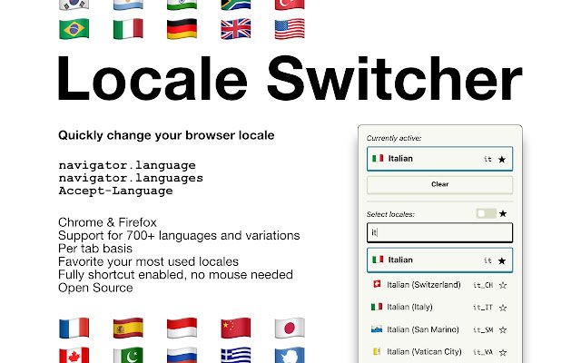 Locale Switcher de Chrome web store para ejecutarse con OffiDocs Chromium en línea