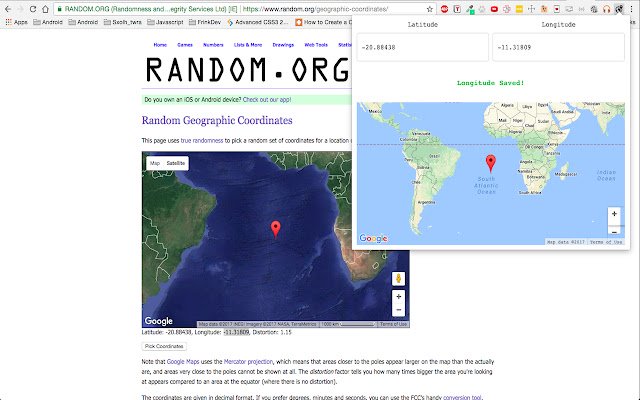 Location on a popup map from LatLng input  from Chrome web store to be run with OffiDocs Chromium online