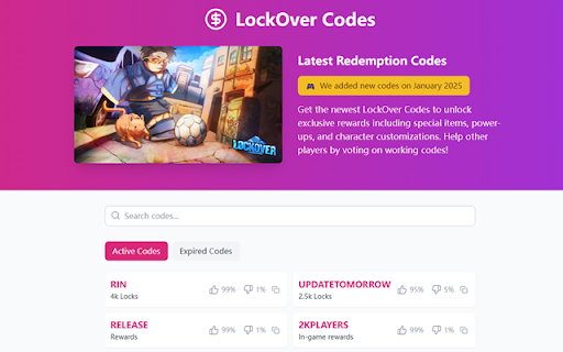 LockOver Codes  from Chrome web store to be run with OffiDocs Chromium online