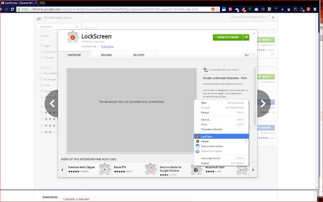 LockScreen  from Chrome web store to be run with OffiDocs Chromium online