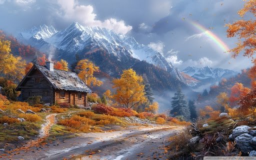 Log Cabin Under the Autumn Rainbow  from Chrome web store to be run with OffiDocs Chromium online
