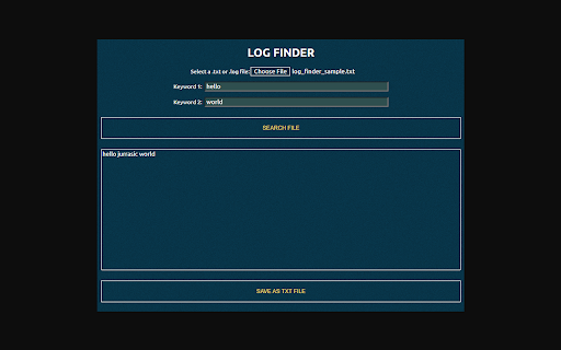 Log Finder  from Chrome web store to be run with OffiDocs Chromium online