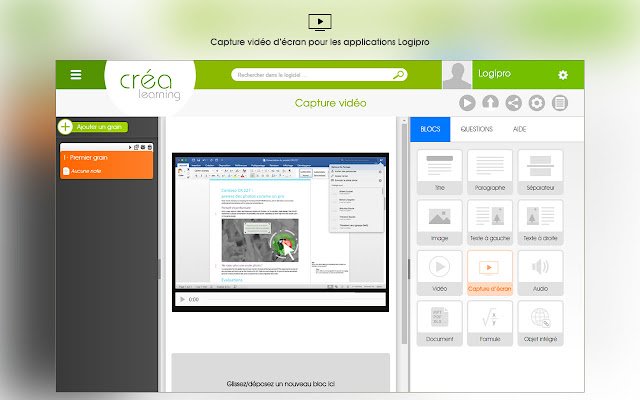 Logipro Capture Video Ecran mula sa Chrome web store na tatakbo sa OffiDocs Chromium online