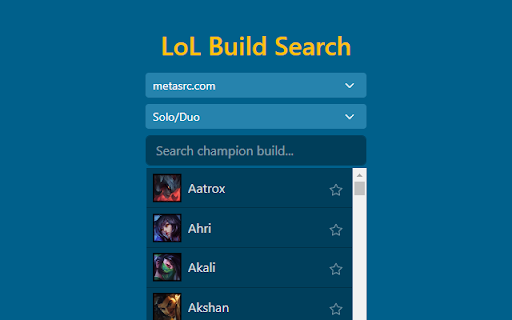 LoL Build Search  from Chrome web store to be run with OffiDocs Chromium online