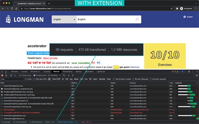 Chrome ウェブストアの LONGMAN Accelerator を OffiDocs Chromium online で実行
